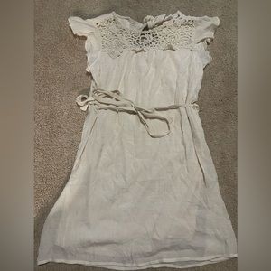 Flutter sleeve cream dress